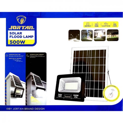 ΗΛΙΑΚΟΣ ΦΩΤΟΒΟΛΤΑΙΚΟΣ ΠΡΟΒΟΛΕΑΣ JORTAN 500W ΜΕ ΤΗΛΕΧΕΙΡΙΣΤΗΡΙΟ ΚΑΙ ΦΩΤΟΚΥΤΤΑΡΟ IP66