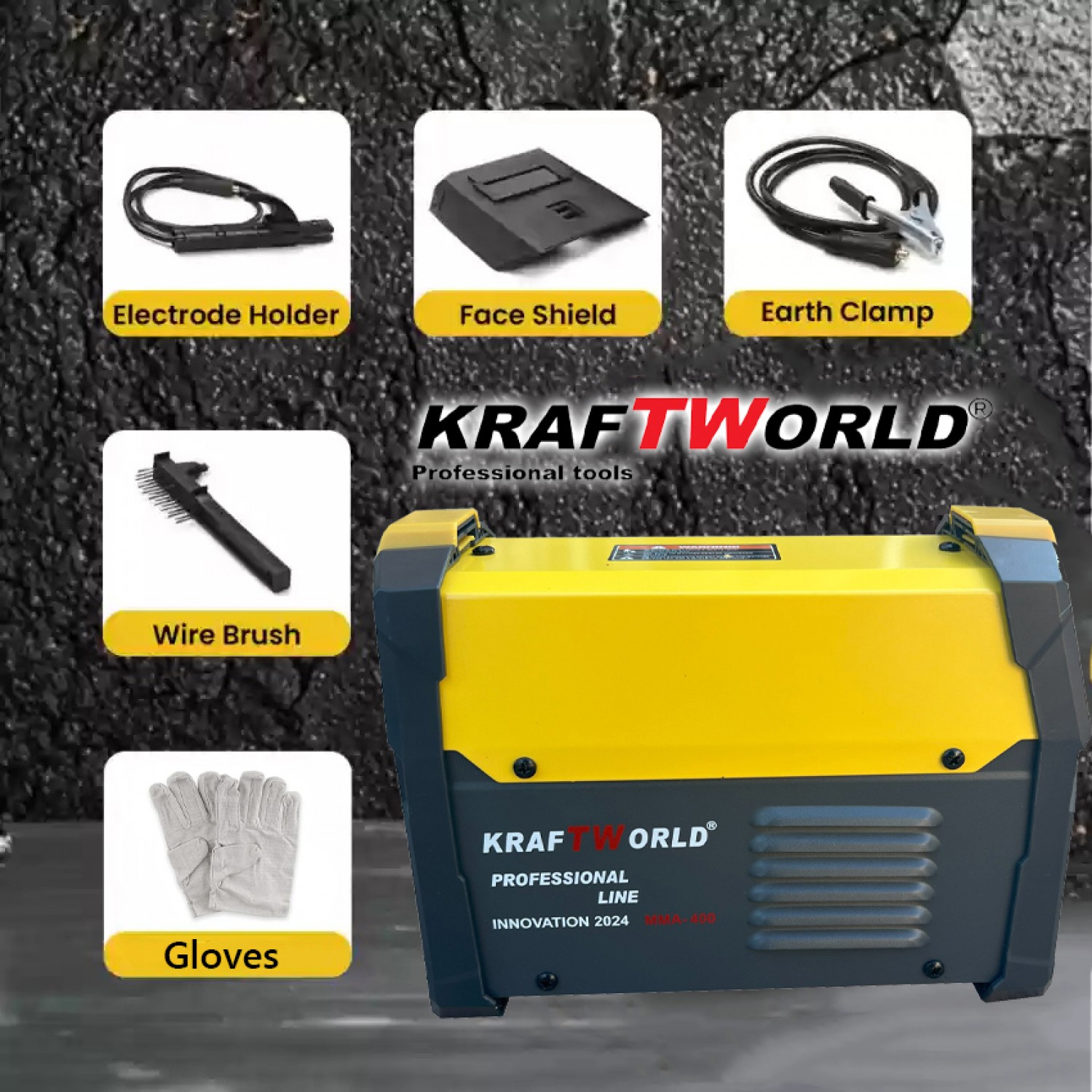 Ηλεκτρικός συγκολλητής Inverter 400A KraftWorld σε βαλίτσα + Αυτόματη Γυαλιά ηλεκτροκόλλησης
