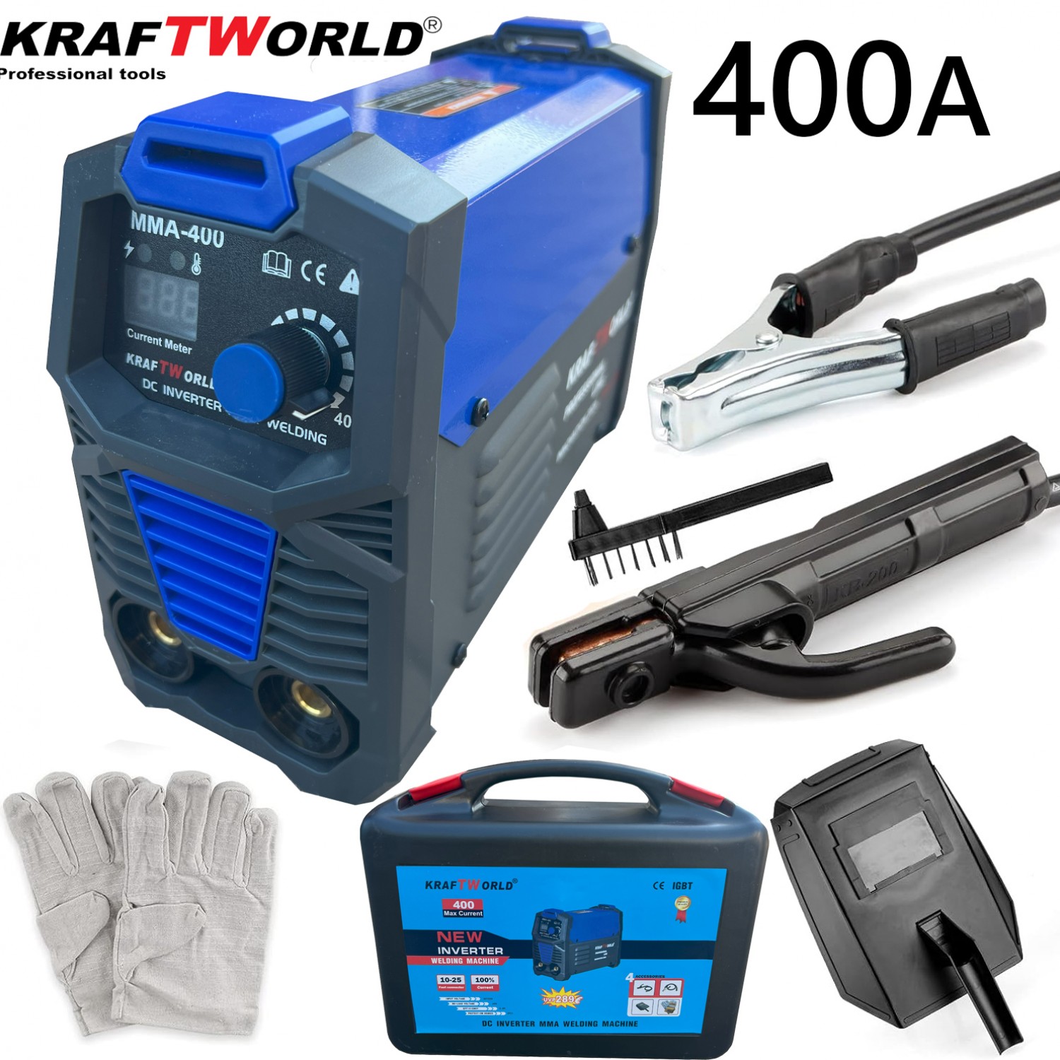 Ηλεκτροσυγκολλητής Inverter 400Α KraftWorld στη Μεταφορά Βαλίτσα + Δώρα
