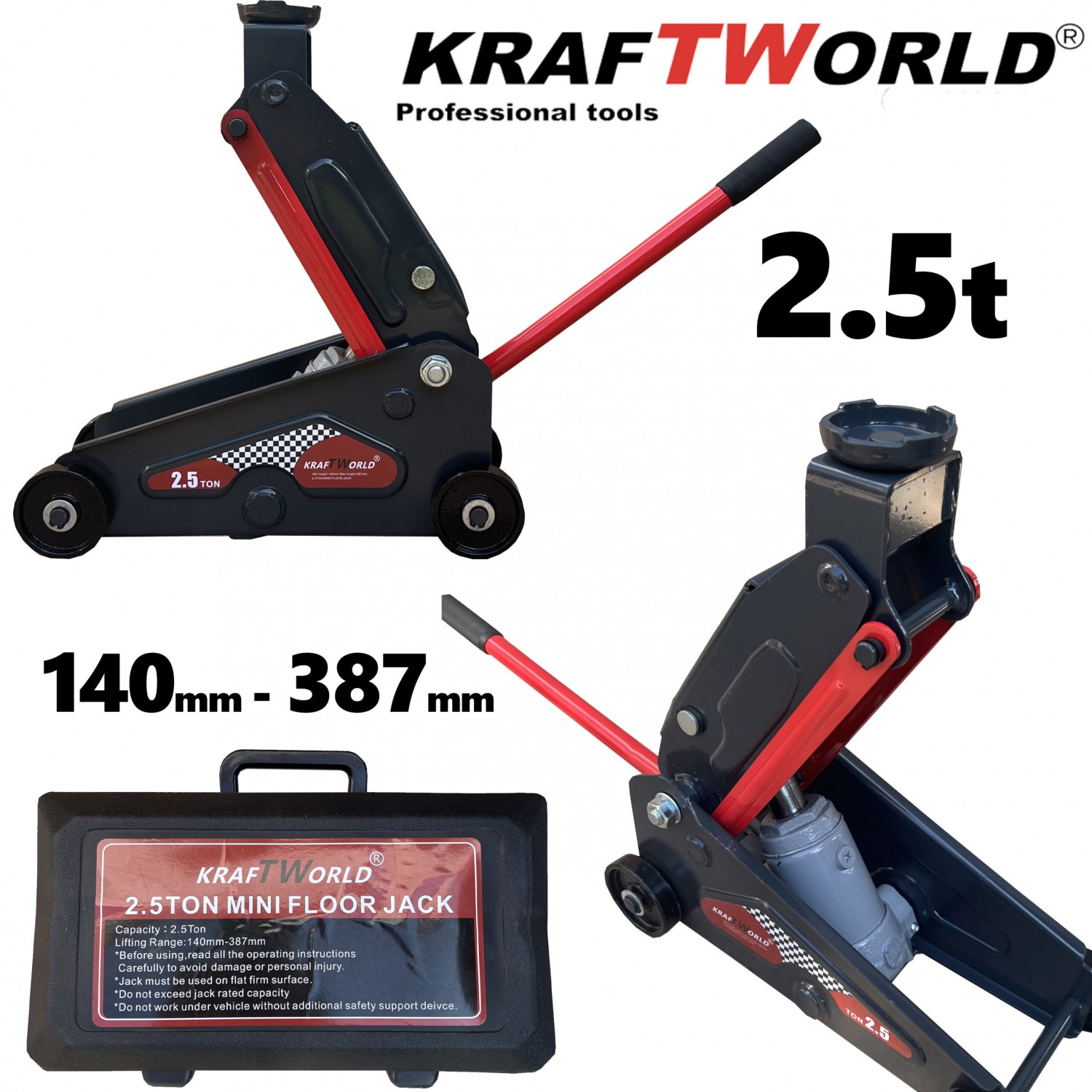 Γρύλος Κροκοδείλου KraftWorld για SUV, Βαν και Φορτηγά – 2.5 Τόνων, 140-387mm