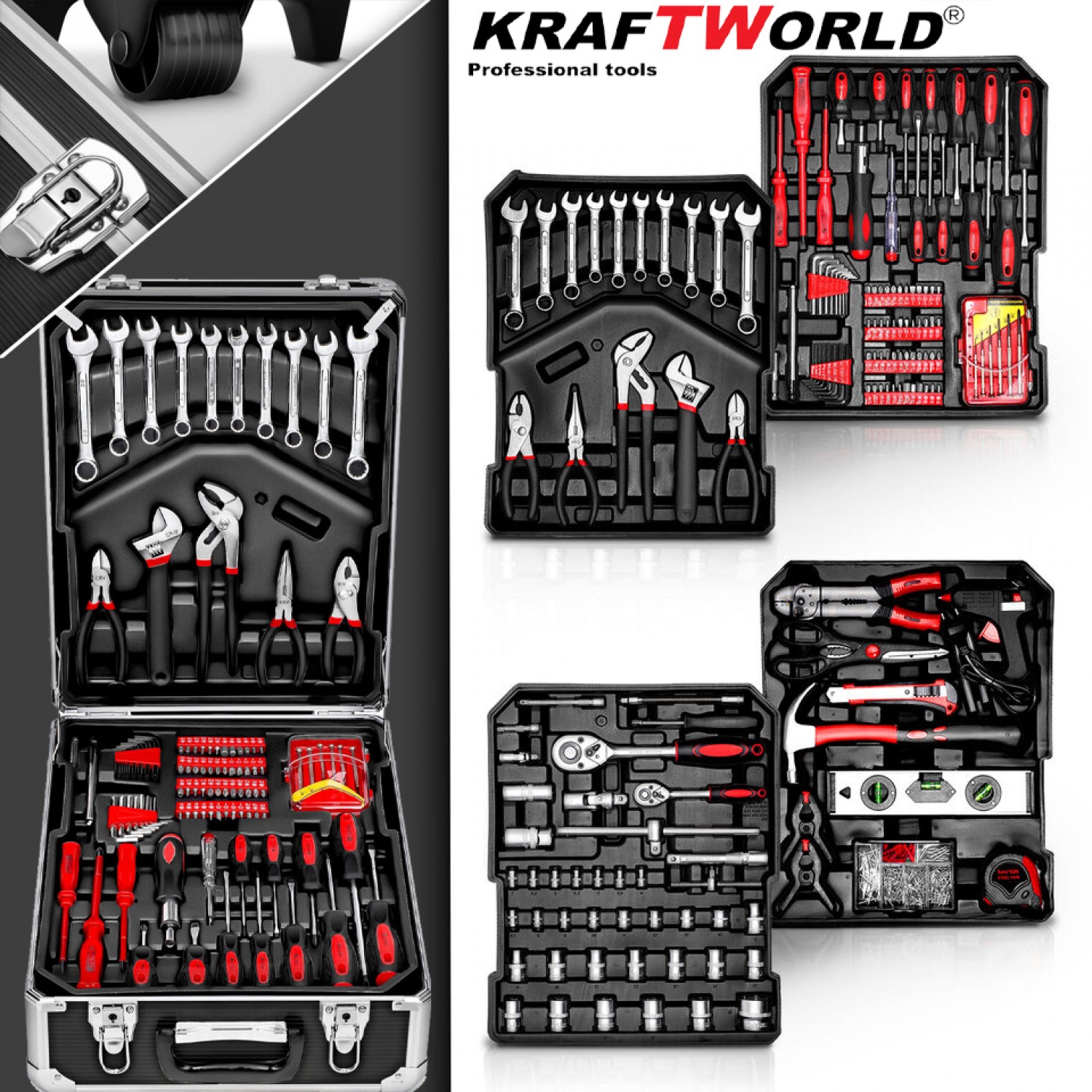 Ενισχυμένο Κουτί με Εργαλεία 1200 Τεμαχίων KraftWorld – Κλειδιά με Καστάνιες, Πένσες, Κατσαβίδια