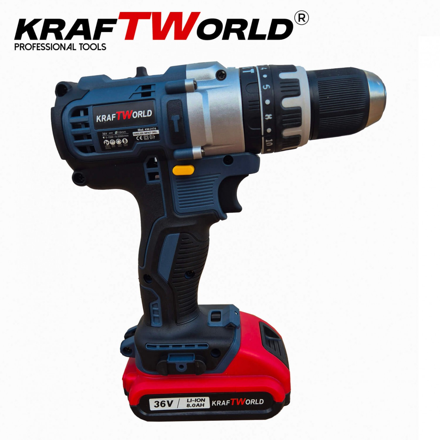 Κρουστικό Δραπανοκατσάβιδο ΜπαταρίαςKraftWorld 36V με 2 Μπαταρίες 8.0Ah και Σετ 111 Εργαλείων