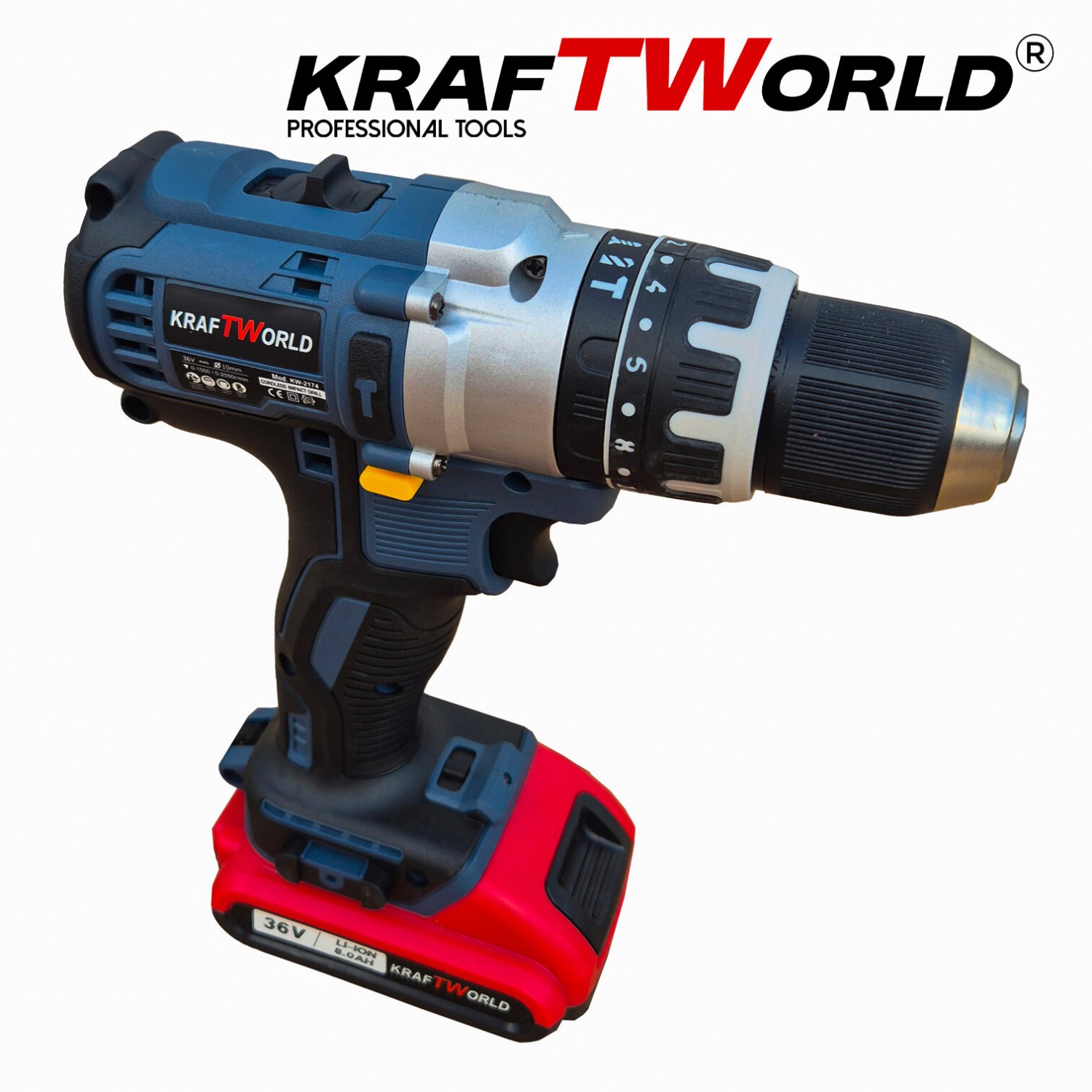 Κρουστικό Δραπανοκατσάβιδο ΜπαταρίαςKraftWorld 36V με 2 Μπαταρίες 8.0Ah και Σετ 111 Εργαλείων