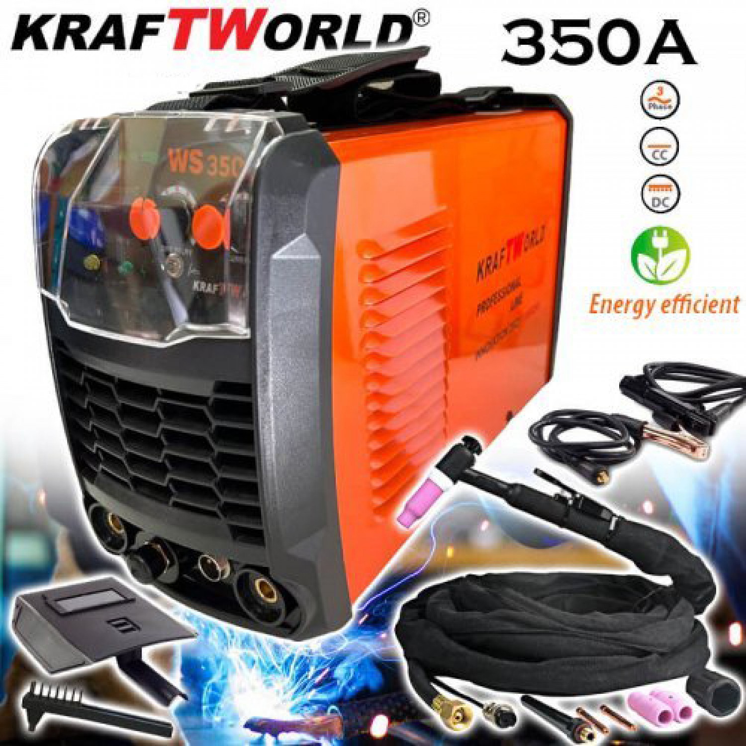 Inverter Ηλεκτροσυγκολλητής TIG KraftWorld WS-350A με Argon – Ισχύς και Ακρίβεια με Ψηφιακό Έλεγχο