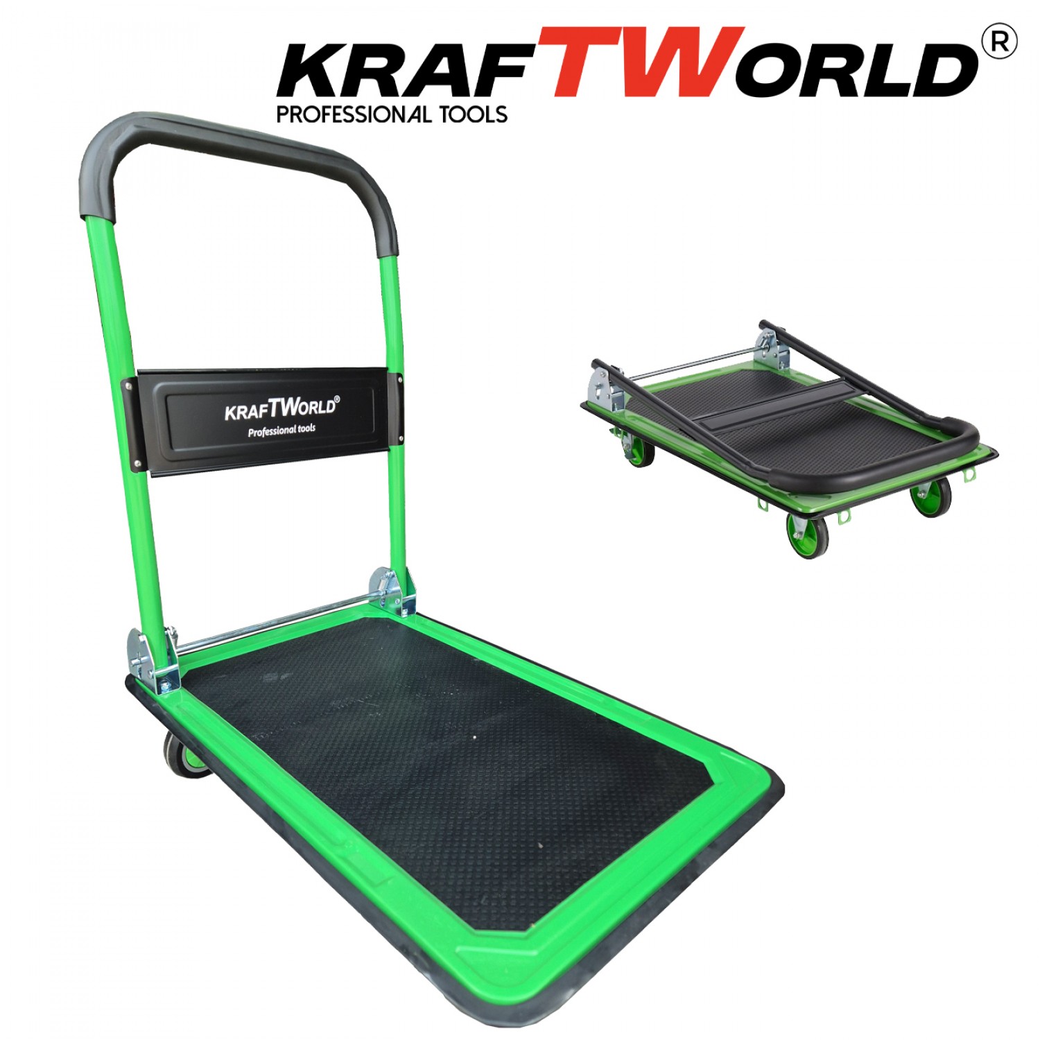 Πτυσσόμενο καρότσι μεταφοράς KraftWorld 150 κιλών – Αντιολισθητική επιφάνεια