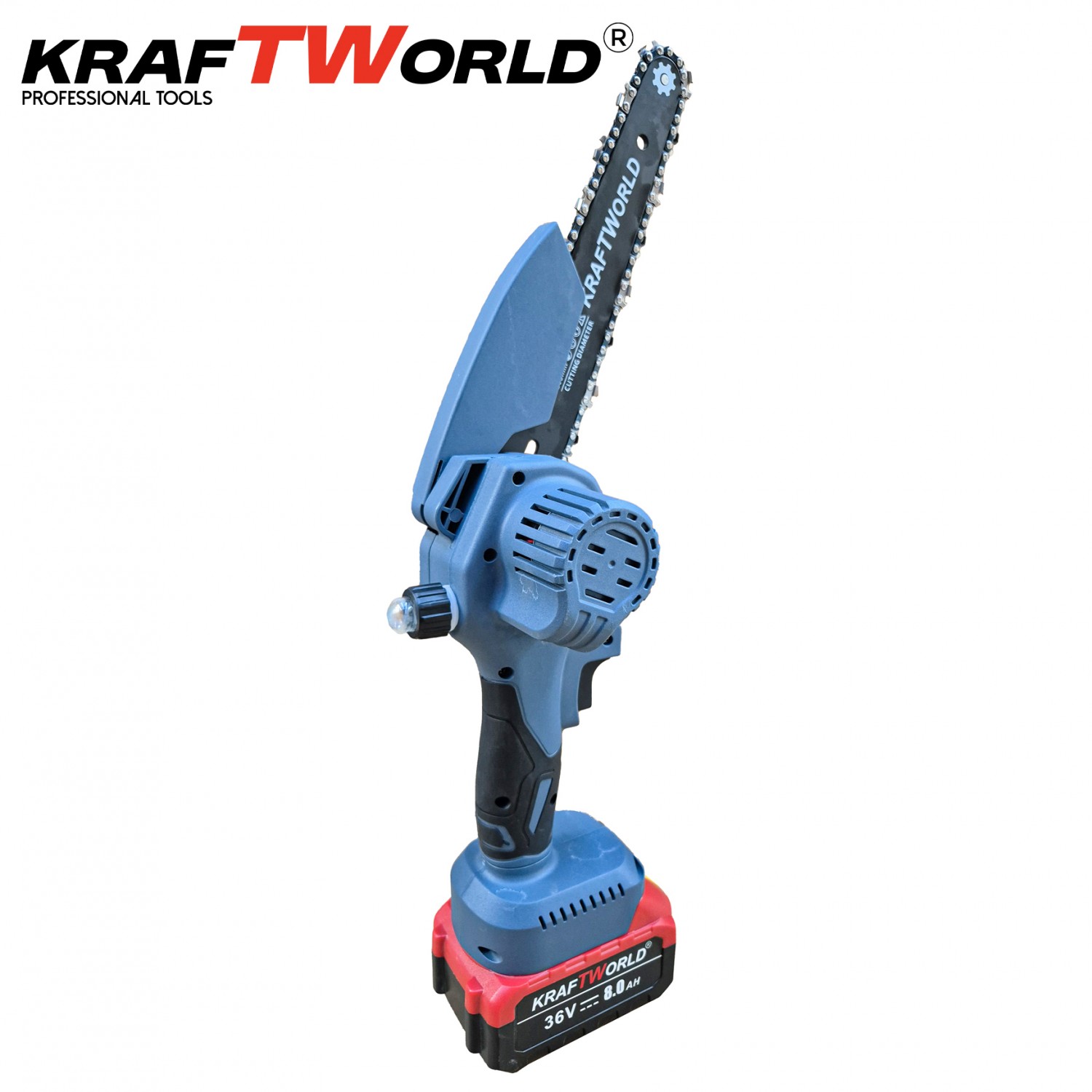 Μίνι Αλυσοπρίονο KraftWorld 36V 8Ah με Αυτόματη Λίπανση, Δύο Μπαταρίες και Δύο Αλυσίδες