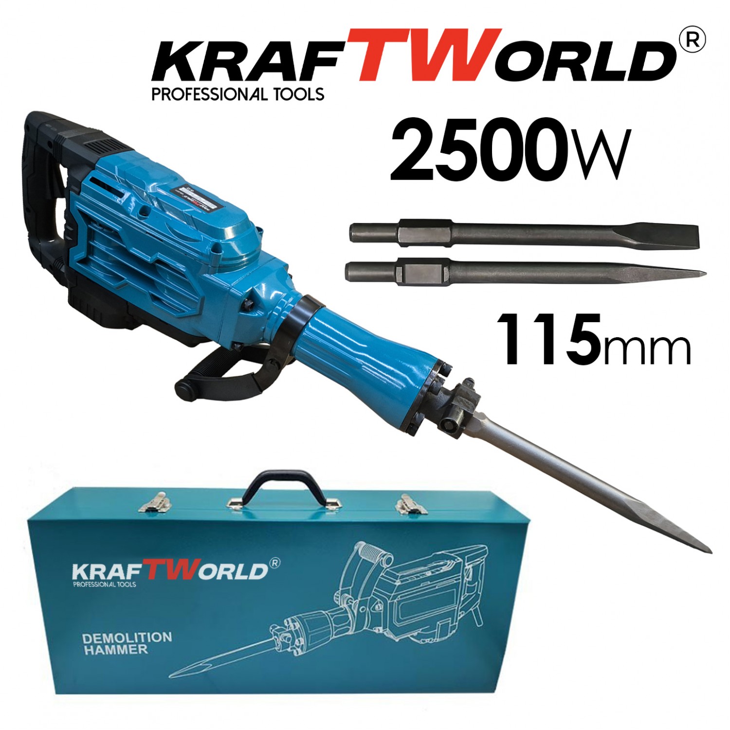 KraftWorld Ηλεκτρικό Σκαπτικό 2500W με Μεταλλική Θήκη – Ισχύς και Αξιοπιστία για Δύσκολες Εργασίες