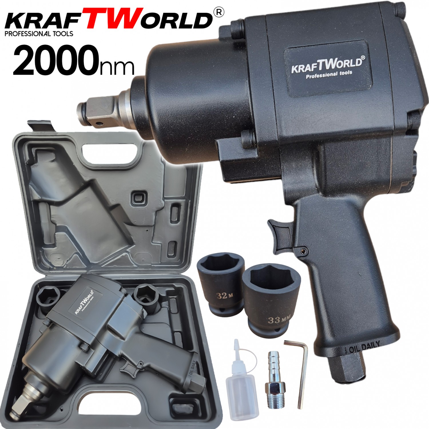 Μπουλονόκλειδο Αέρος KraftWorld 3/4", 2000 Nm - Επαγγελματικό