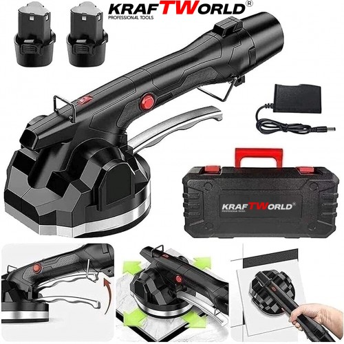 Ασύρματο Βεντούζα Πλακιδίων KraftWorld 100kg – Με Ρυθμιζόμενες Δονήσεις & Μπαταρίες