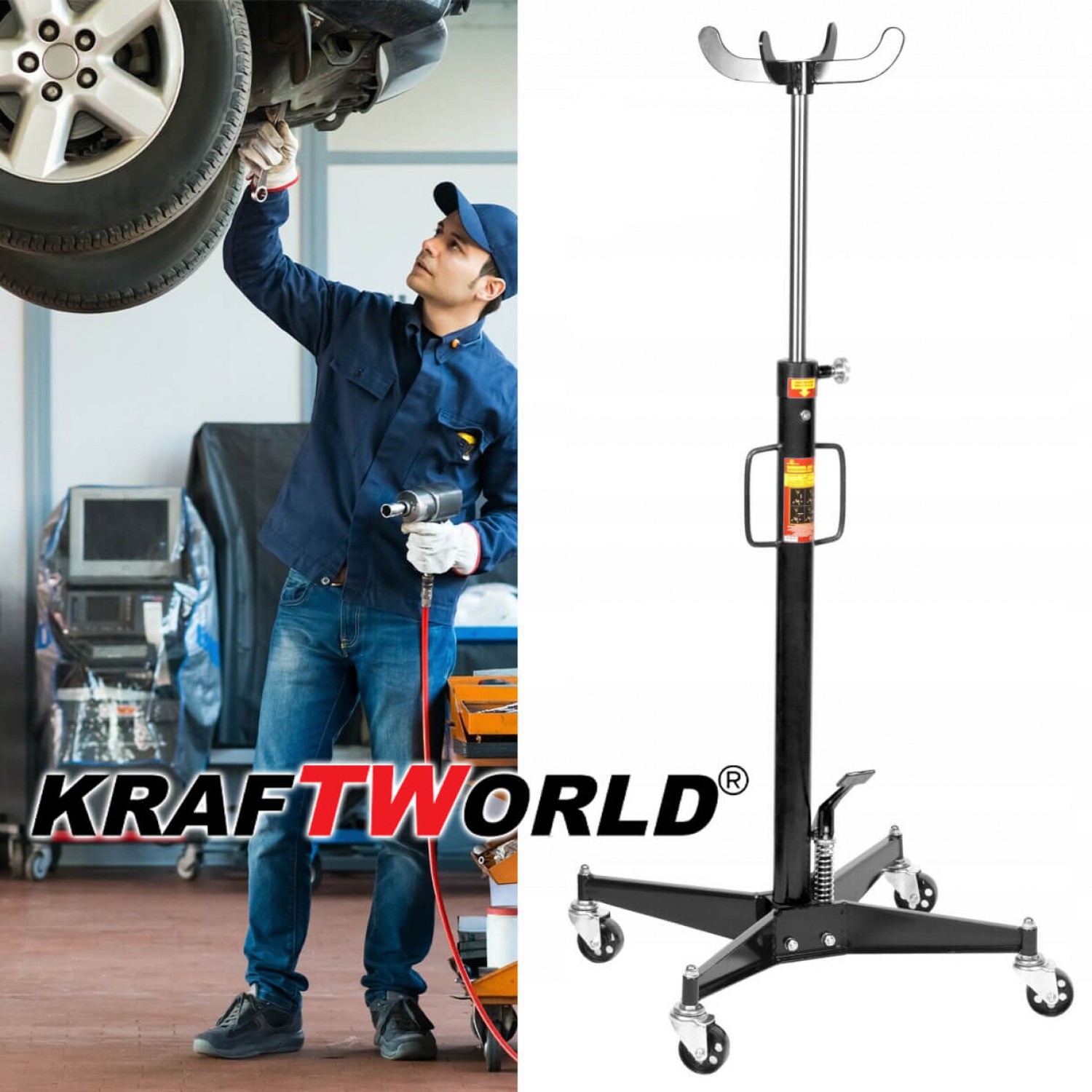 KraftWorld Υδραυλικός Γρύλος 500 kg – Ιδανικός για Κιβώτια Ταχυτήτων & Επισκευές