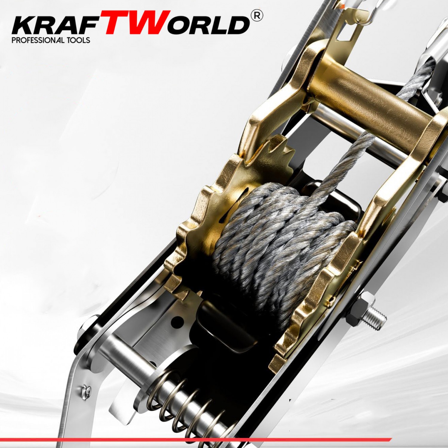 Χειροκίνητο Βίντσι KraftWorld 2T – Με Ατσάλινο Συρματόσχοινο 2m & 2 Γάντζους