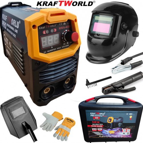 Ηλεκτρικός συγκολλητής Inverter KraftWorld σε βαλίτσα + Αυτόματη Μάσκα ηλεκτροκόλλησης