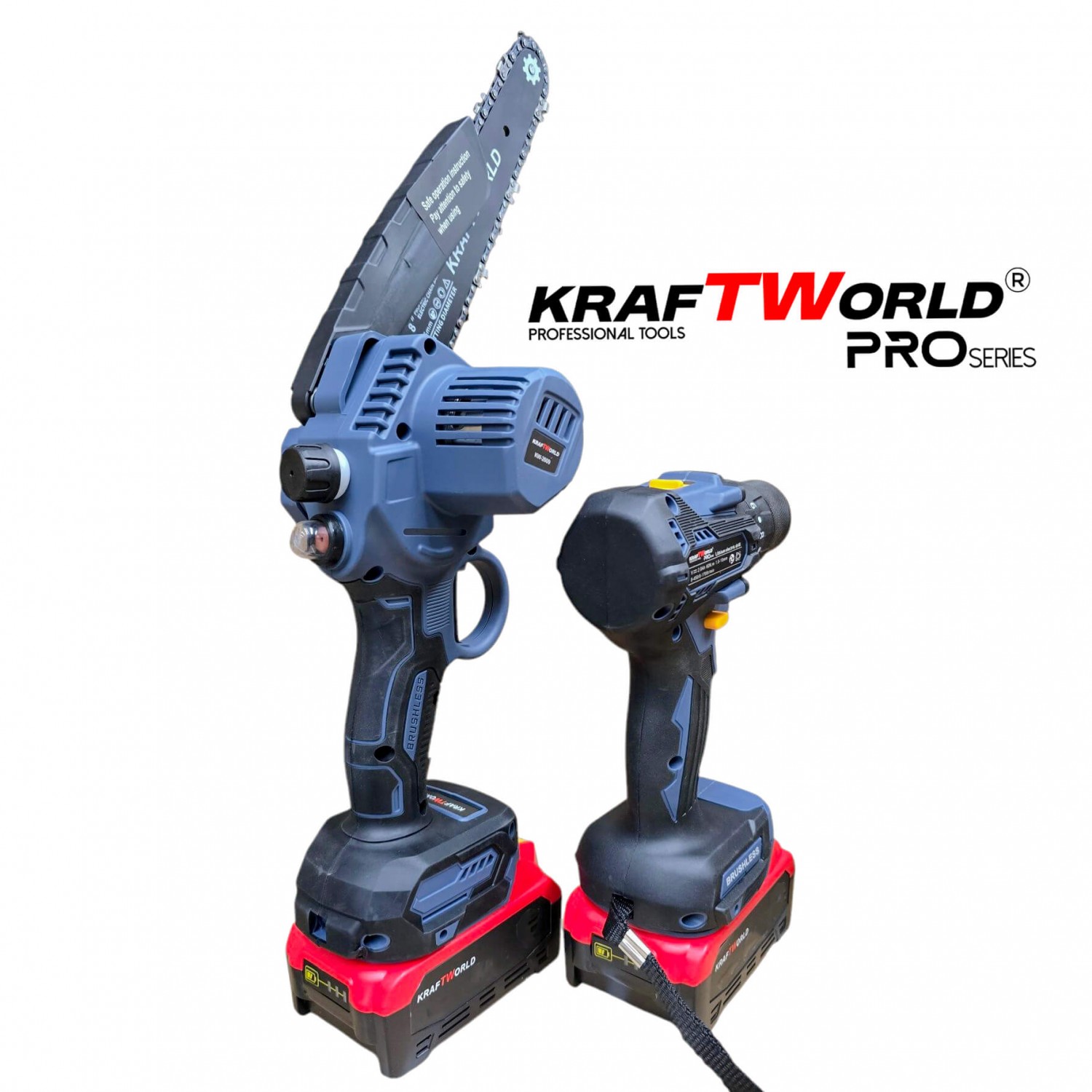 Επαγγελματικό Σετ KraftWorld – Brushless Δραπανοκατσάβιδο & Αλυσοπρίονο με Αυτόματη Λίπανση