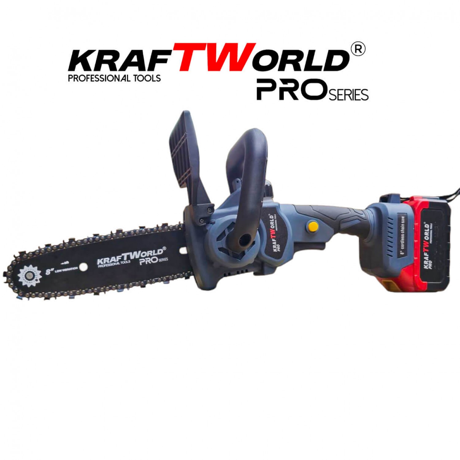 Επαγγελματικό Αλυσοπρίονο Μπαταρίας KraftWorld με Αυτόματη Λίπανση & 2 Μπαταρίες & Brushless Κινητήρας