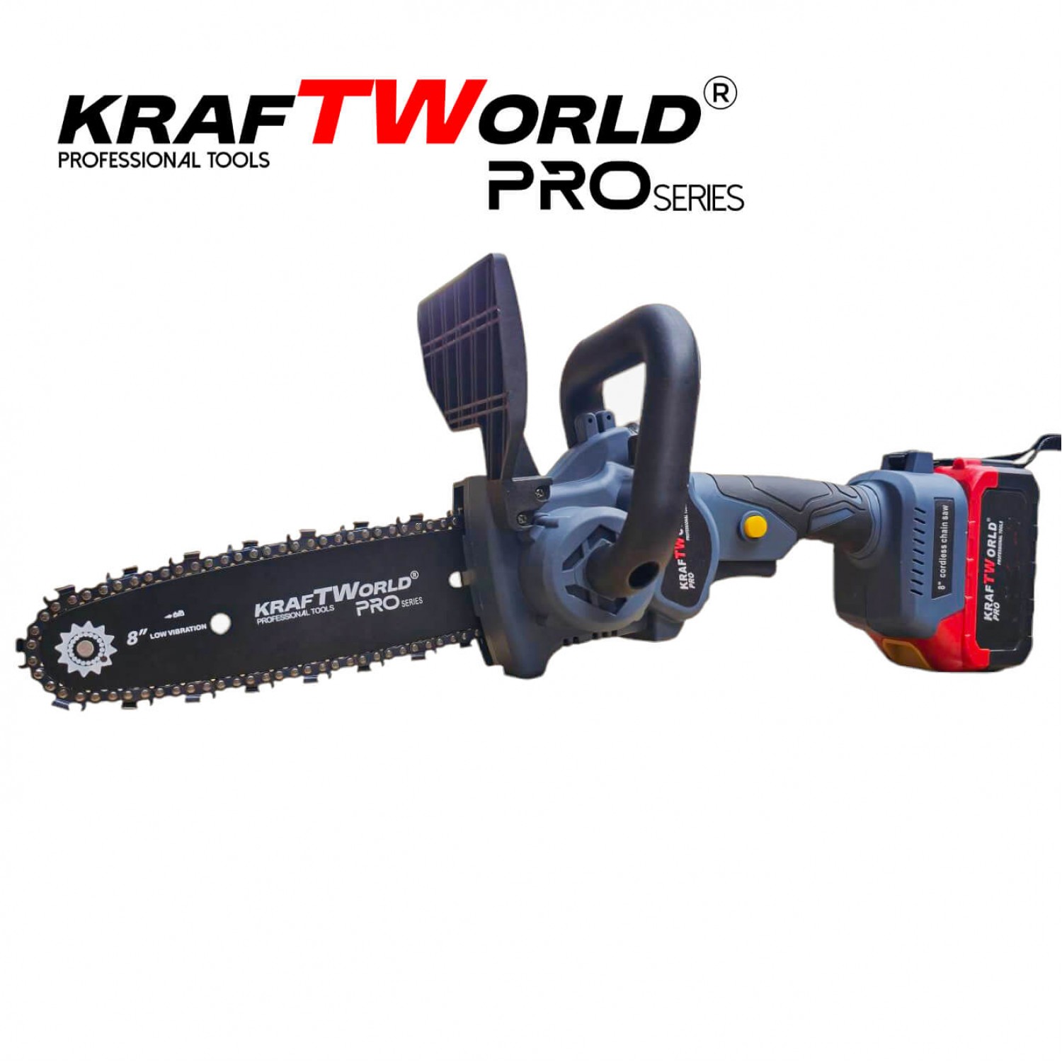 Επαγγελματικό Αλυσοπρίονο Μπαταρίας KraftWorld με Αυτόματη Λίπανση & 2 Μπαταρίες & Brushless Κινητήρας