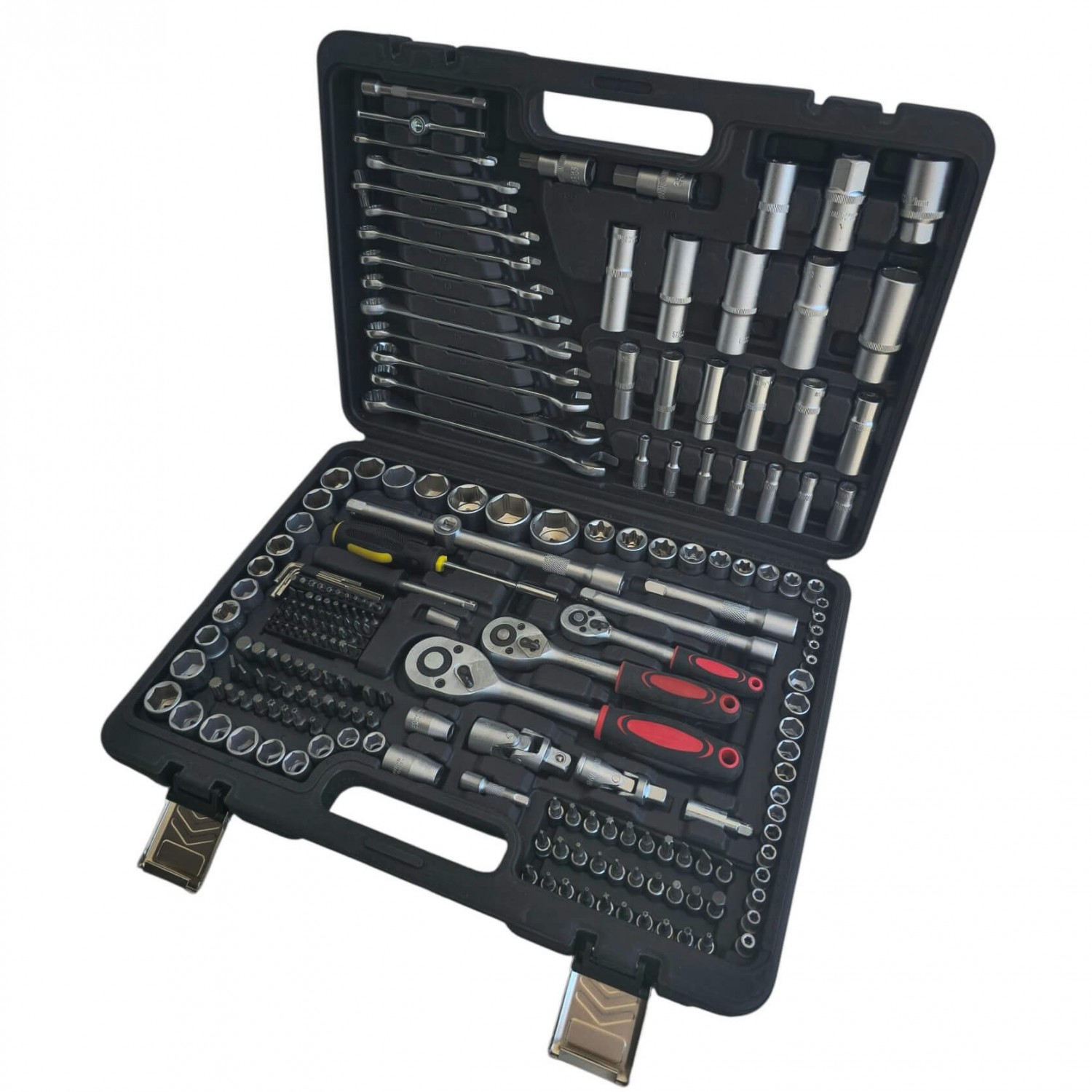 KraftWorld Επαγγελματικό Σετ Εργαλείων 216 Τεμαχίων – CR-V 50BV30 με Καστάνιες 1/4″, 3/8″, 1/2″