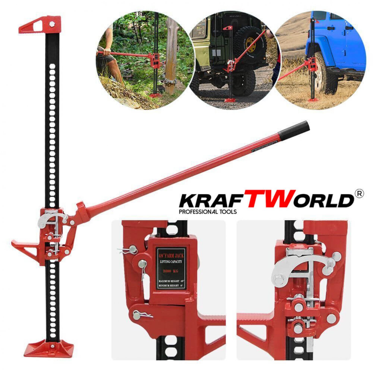 Hi-Lift Γρύλος KraftWorld Pro 48″  για Off-Road & Βαριές Χρήσεις - Ανύψωση έως 3 Τόνους