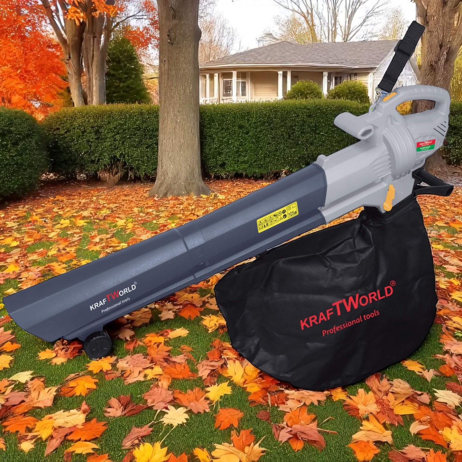 KraftWorld 3000W – Ηλεκτρικός Φυσητήρας & Απορροφητήρας Φύλλων 3 σε 1 με Δώρο Σακούλα