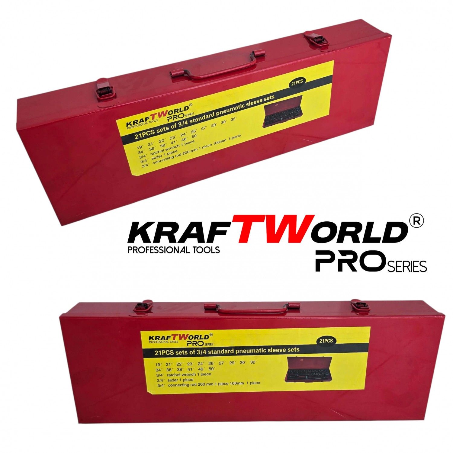 Σετ Κρουστικά Καρυδάκια KraftWorld 21 τεμ. – 3/4″ με 12γωνα καρυδάκια για βαρέα φορτηγά