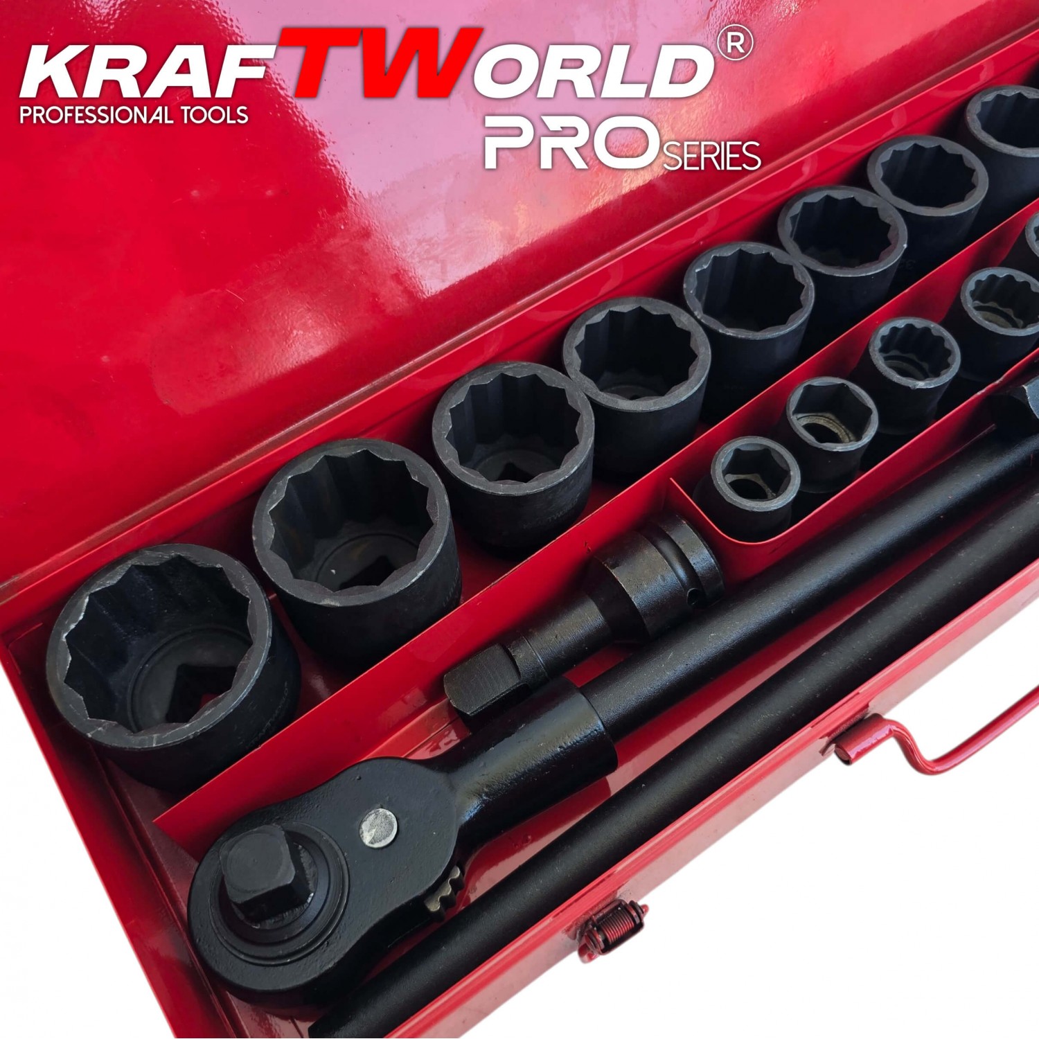 Σετ Κρουστικά Καρυδάκια KraftWorld 21 τεμ. – 3/4″ με 12γωνα καρυδάκια για βαρέα φορτηγά