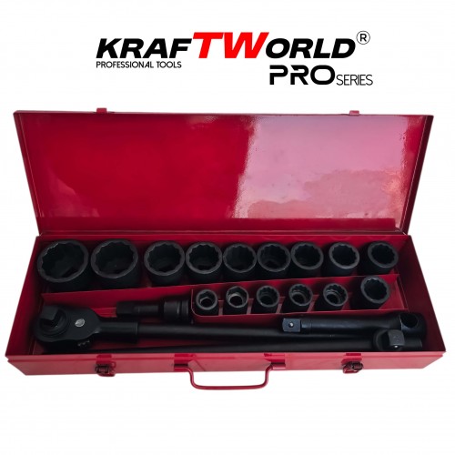 Σετ Κρουστικά Καρυδάκια KraftWorld 21 τεμ. – 3/4″ με 12γωνα καρυδάκια για βαρέα φορτηγά