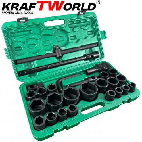 Σετ 26 τεμ. KraftWorld  3/4″ & 1″ με κρουστικά καρυδάκια 21–65 mm