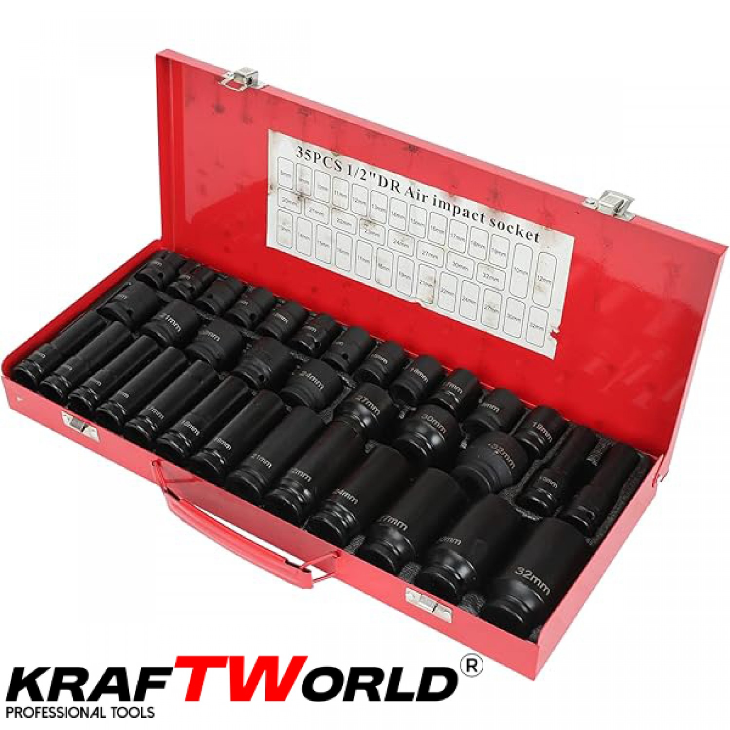 Καρυδάκια 1/2″ αέρος εξάγωνα KraftWorld 35 τεμαχίων - Κρουστικά Καρυδάκια