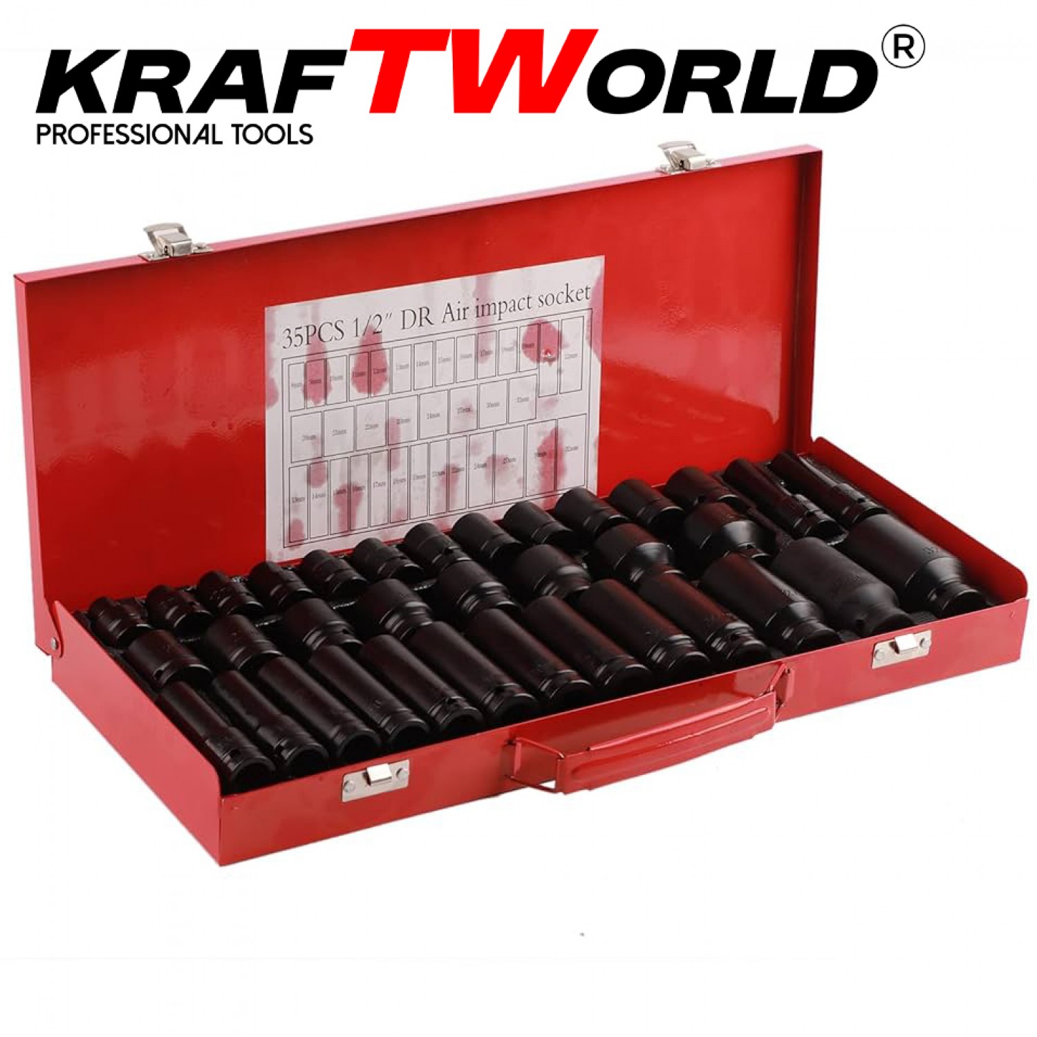 Καρυδάκια 1/2″ αέρος εξάγωνα KraftWorld 35 τεμαχίων - Κρουστικά Καρυδάκια