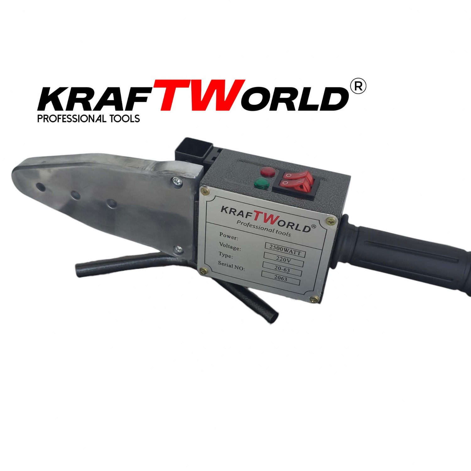 Συσκευή θερμοκόλλησης πλαστικών σωλήνων KraftWorld 2500W για PPR Σωλήνες Ø20–63 mm + Ψαλίδι & Αξεσουάρ σε Μεταλλική Βαλίτσα