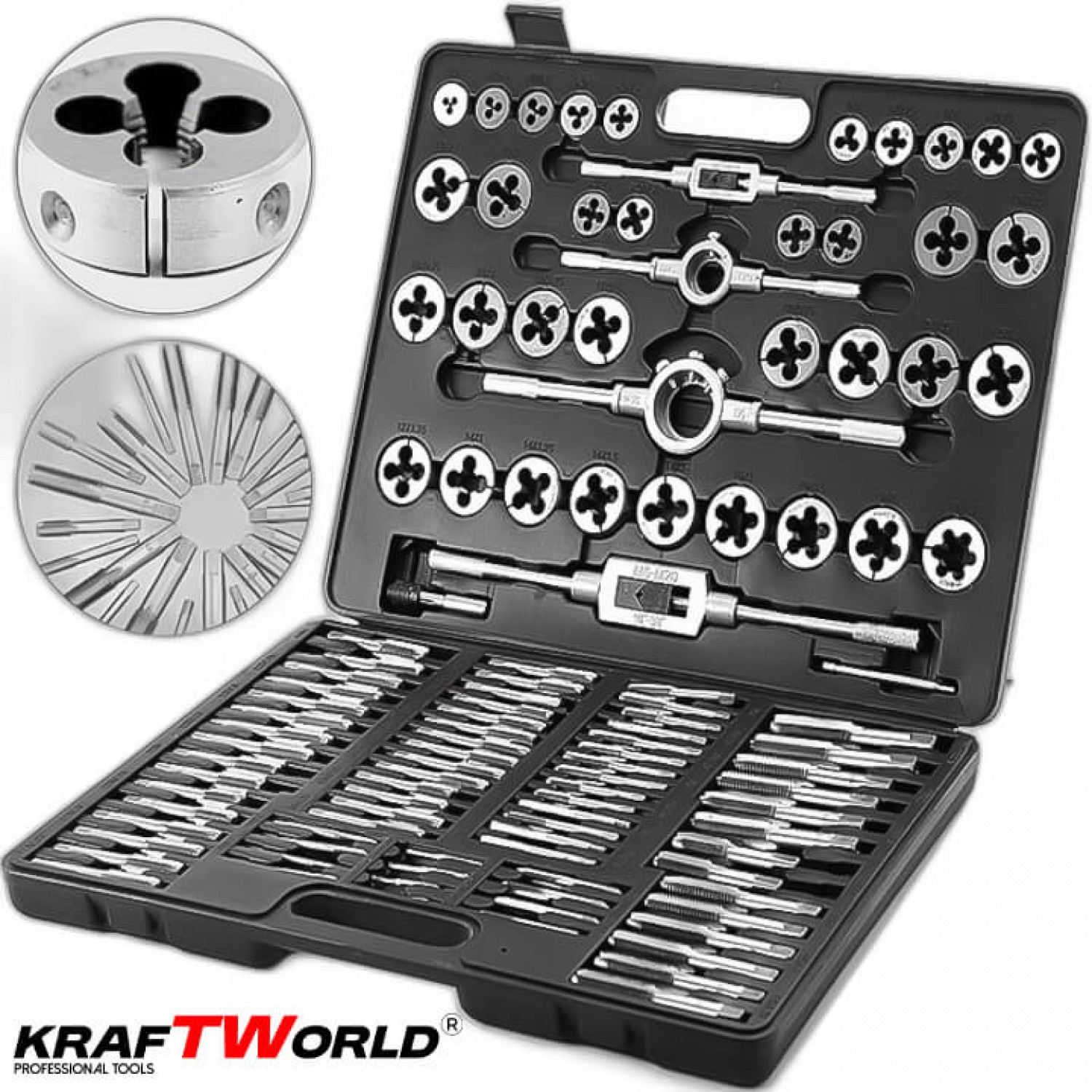 Σετ Κολαούζα & Φιλιέρες KraftWorld 110 Τεμαχίων – M2 έως M18 με Κλειδιά & Βαλίτσα