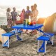 Πτυσσόμενο Τραπέζι Camping με 4 Ενσωματωμένα Καθίσματα & Θέση για Ομπρέλα – Τύπου Βαλίτσας