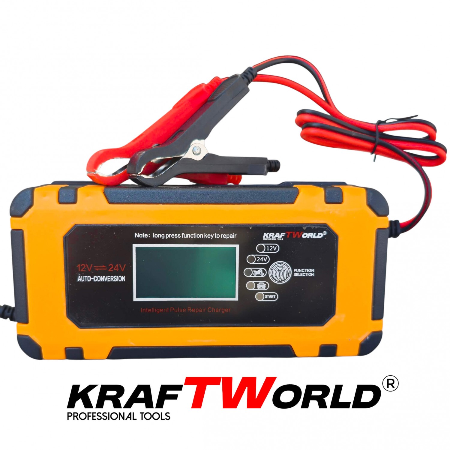 Αυτόματος Φορτιστής Μπαταριών KraftWorld 12V – LCD Οθόνη & Λειτουργία Επισκευής