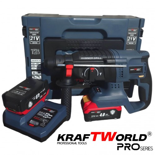 Περιστροφικό Πιστολέτο Μπαταρίας SDS-Plus 21V Brushless με 2 Μπαταρίες 4.0Ah – Kraftworld PRO Series.