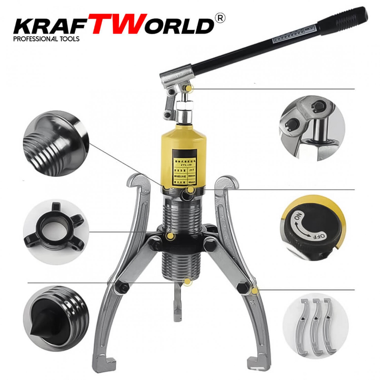 Επαγγελματικός Υδραυλικός Εξολκέας 15T Kraftworld με 2 & 3 Βραχίονες