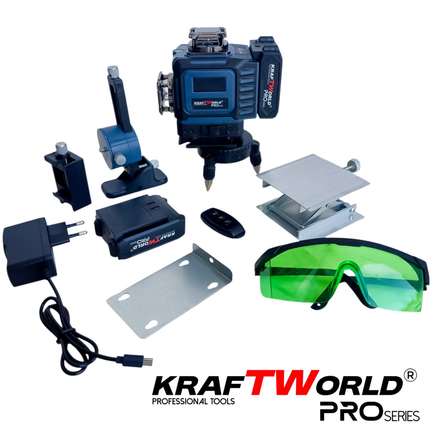 Επαγγελματικό Λέιζερ Αλφάδι Kraftworld PRO 4×360° – Οθόνη Αφής, Τηλεχειριστήριο & Πλήρες Σετ σε Βαλίτσα