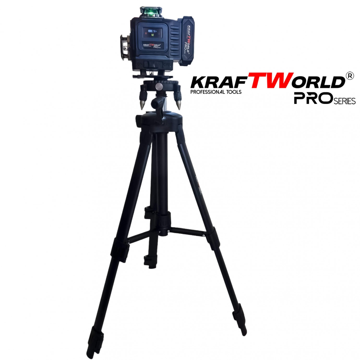 Επαγγελματικό Λέιζερ Αλφάδι Kraftworld PRO 4×360° – Οθόνη Αφής, Τηλεχειριστήριο & Πλήρες Σετ σε Βαλίτσα