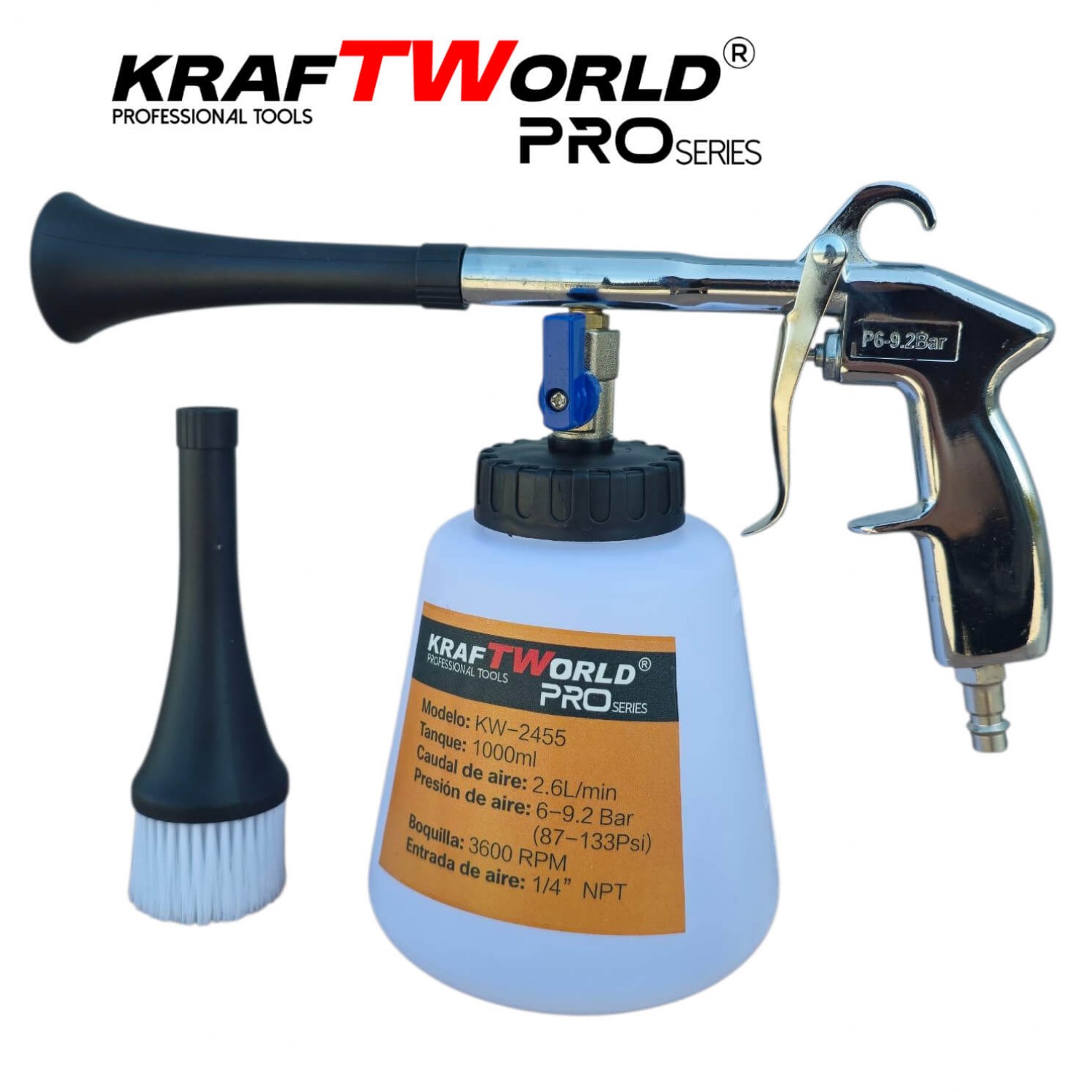 Πνευματικό Πιστόλι Καθαρισμού KraftWorld PRO KW-2455 – Auto Detailing, Δέρμα & Ύφασμα, 6-9 bar