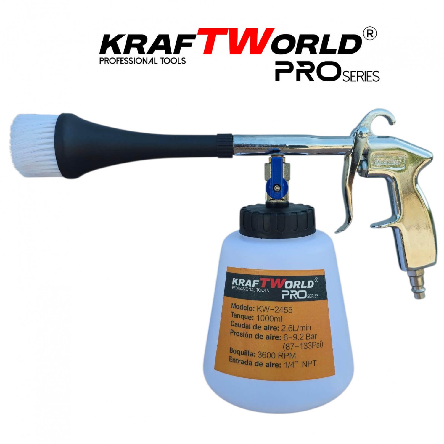 Πνευματικό Πιστόλι Καθαρισμού KraftWorld PRO KW-2455 – Auto Detailing, Δέρμα & Ύφασμα, 6-9 bar